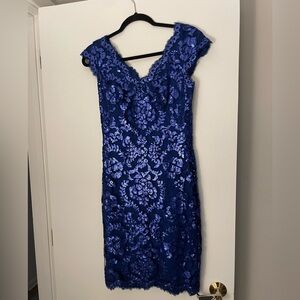 Tadashi Shoji Royal Blue Sequin Midi Dress